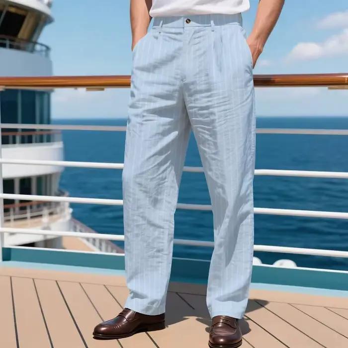 Amazon pantalons décontractés pour hommes été mince imitation chanvre petit carré ample plage pantalon de sport droit