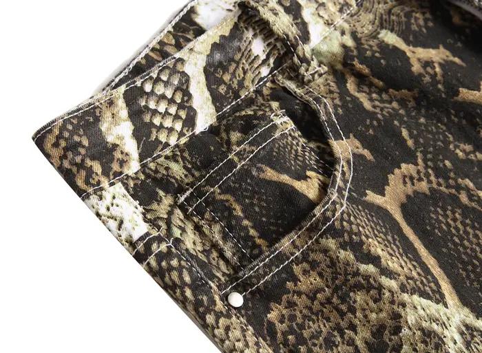 Pantalon crayon homme imprimé peau de serpent jeans stretch ajusté longueur cheville style hip hop occasions quotidiennes
