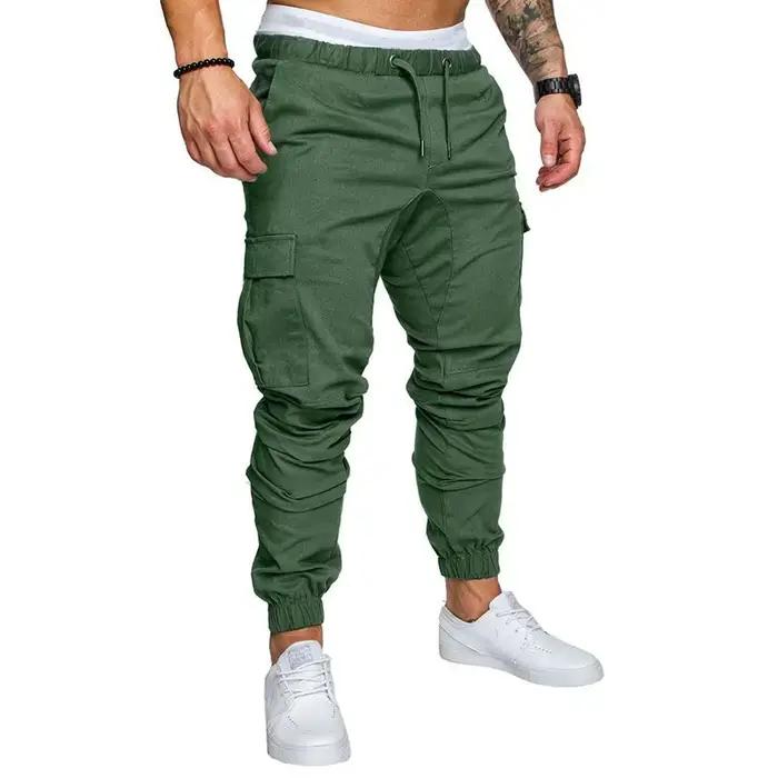 Joggers Hip Hop Harem Nouveaux Masculins Pleine Longueur Élasthanne Coton Multi-Poches Occasions Décontractées Printemps Été Tailles M-5XL Couleurs Bleu Ciel Noir Champagne