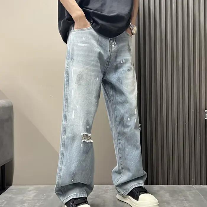 Jeans déchirés décontractés pour hommes coréens
