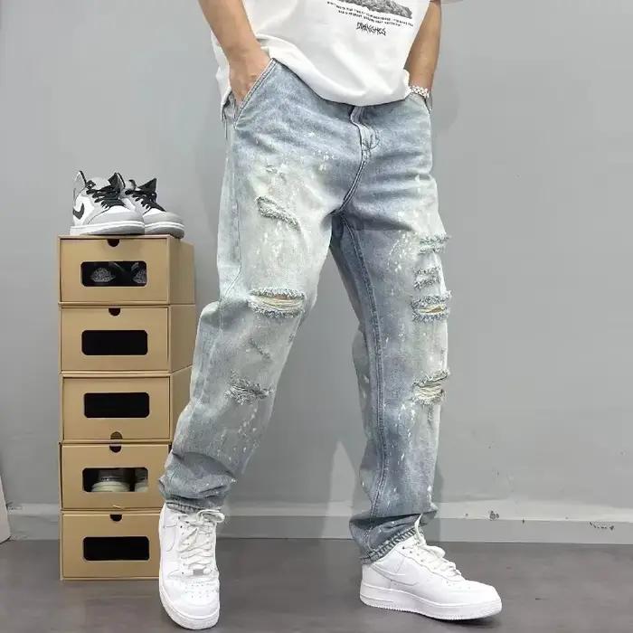 Jean délavé bleu clair pour hommes