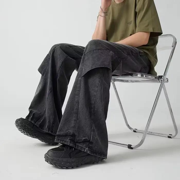 Cyber Y2K-Jeans baggy évasés pour hommes
