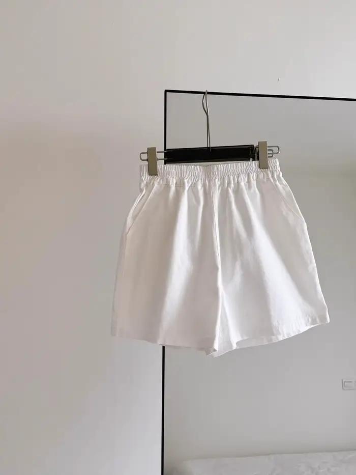 Shorts blancs élégants pour femmes junior en coton style harajuku décontracté et élégant pour les chaudes journées d'été
