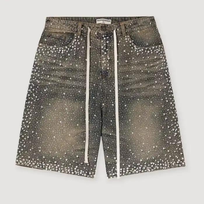 Shorts en jean camouflage perlé