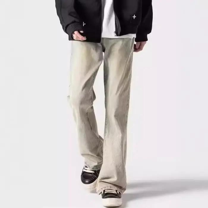 Automne nouveau jean hommes haute rue rétro américain Micro-évasé mince