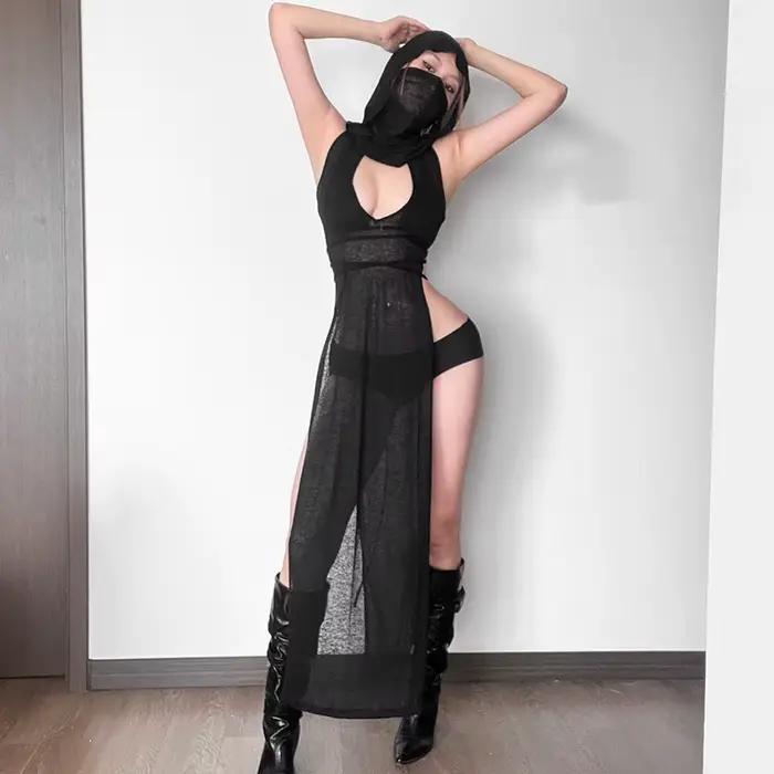 Nouvelle Robe Vintage Streetwear Noire Mystérieuse Été 2026