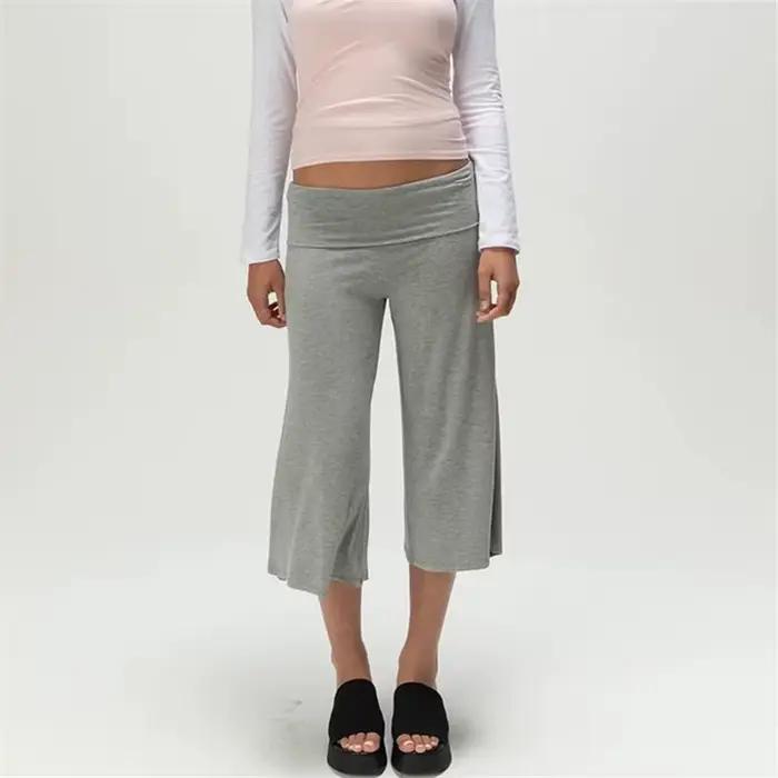 Pantalon Gaucho plissé à taille basse pour femme