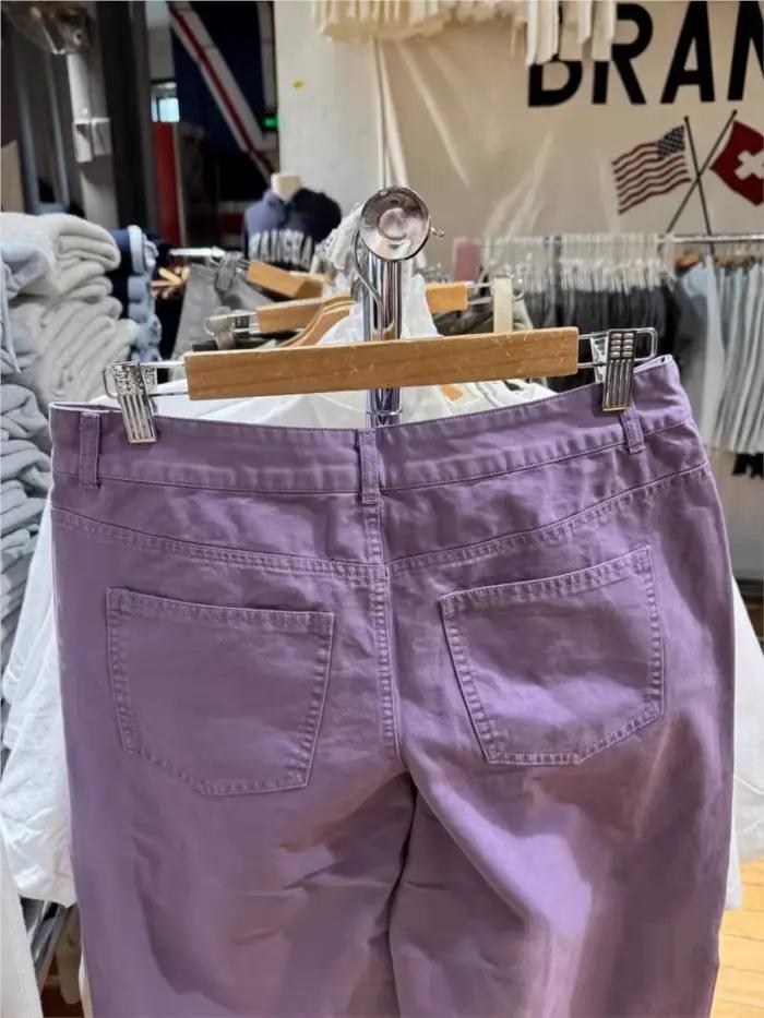 Jean droit violet pour femme