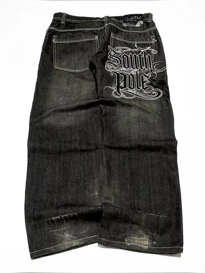 2025 jean américain lettre pour hommes brodé jambe droite pantalon à jambes larges hip-hop rétro clown décontracté couple jeans mode de rue