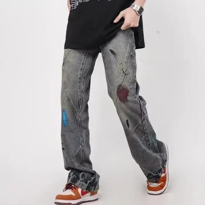 Jean Vintage imprimé Graffiti pour hommes, Hip Hop, mode, Baggy, pantalon en Denim, Harajuku Y2K, Streetwear, nouvelle collection 2025