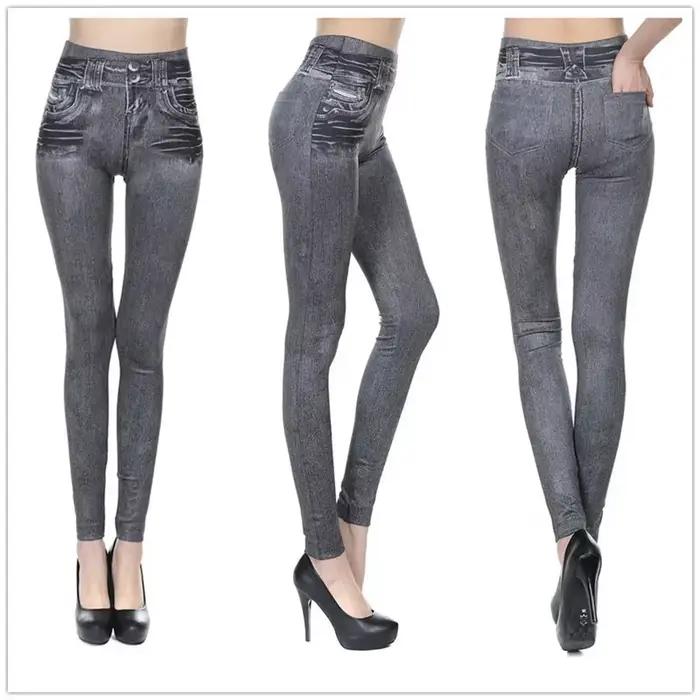 Femmes Jean Leggings Fitness pantalon taille haute gymnastique jegging