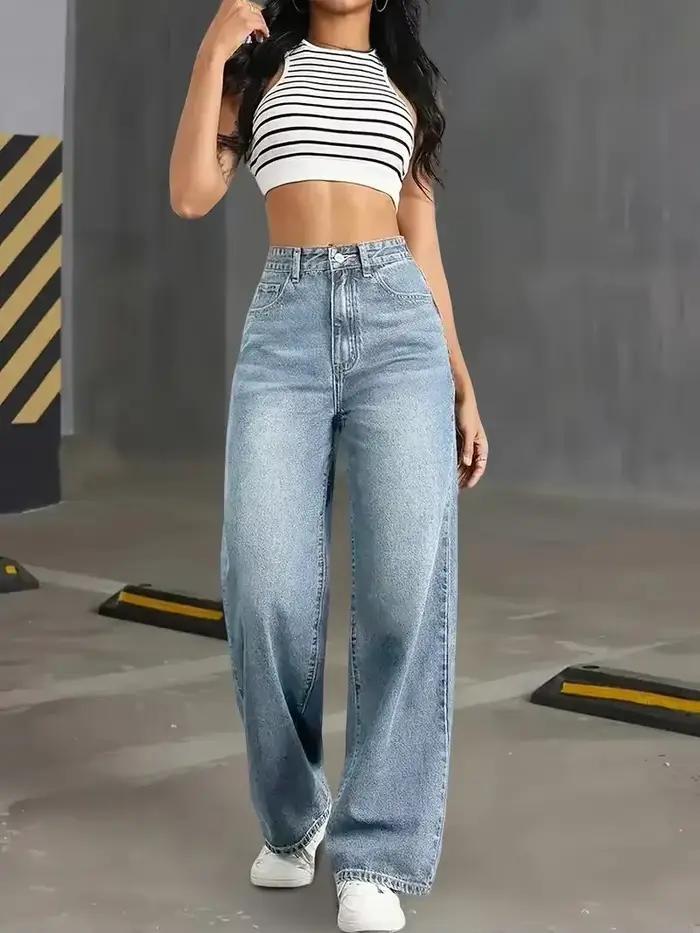 Jeans Y2k pour femme, bleu classique