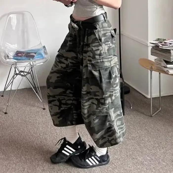 Jean de Camouflage américain Y2K pour hommes et femmes