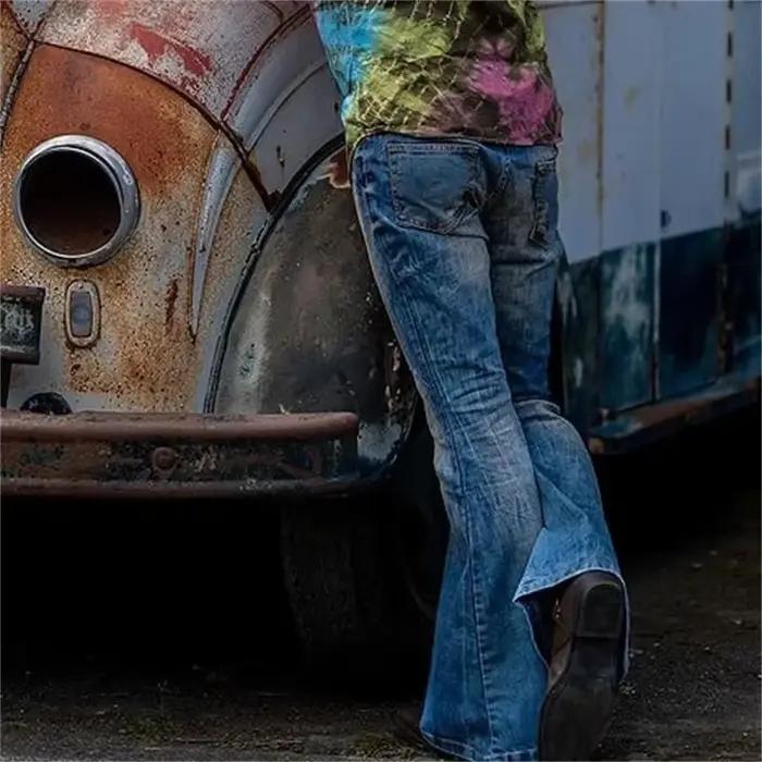 Jeans évasés de style punk pour hommes