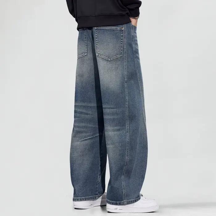 Jean droit extra long pour hommes grands formats denim haute qualité style décontracté occasions spéciales