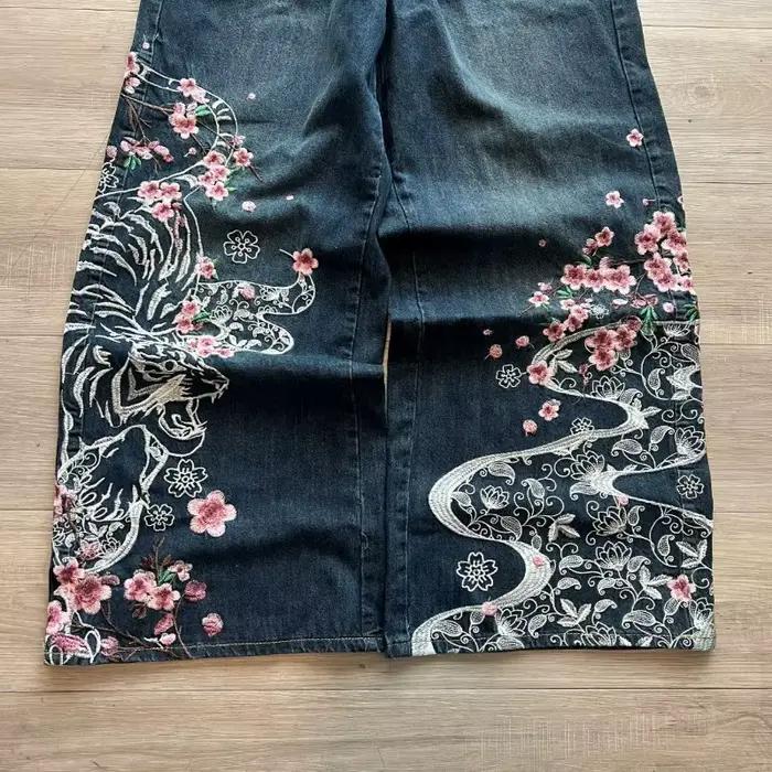 Nouveau Jean Baggy Y2K à Motif Tigre Brodé, Style Gothique Harajuku Hip Hop Populaire, Pantalon Large Décontracté pour Femme