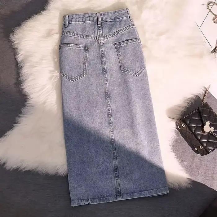 Jupe en jean taille haute pour femmes