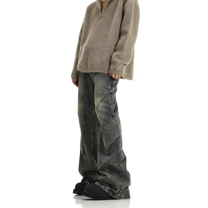 Jeans taille haute évasés pour hommes