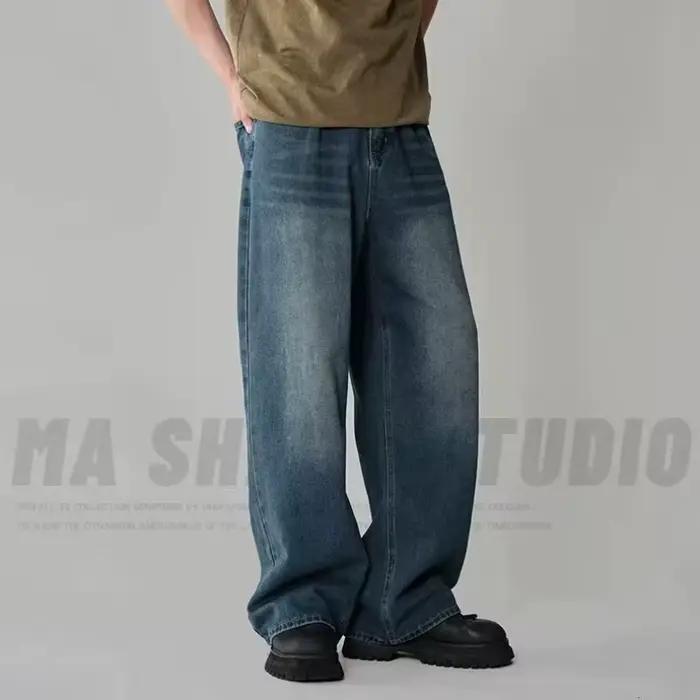 Printemps automne hommes nouveau Denim pantalon vieux bleu lavé Jeans décontractés vêtement pour homme en vrac nouvelle