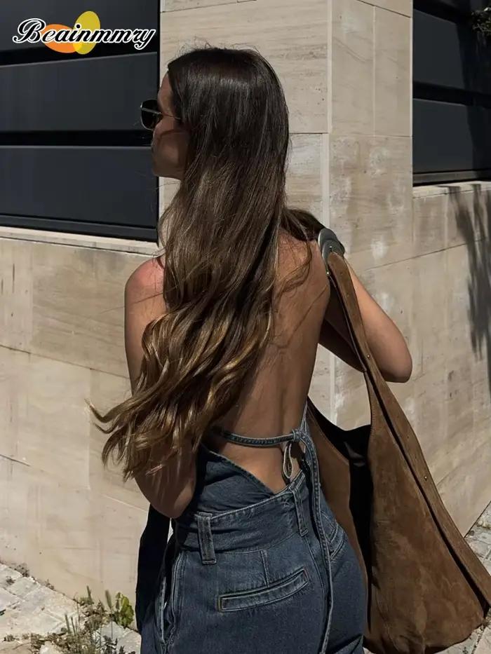 Combinaison Salopette en Jean Bleu pour Femme
