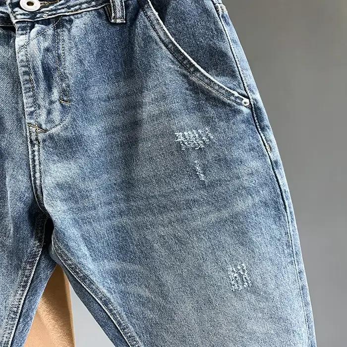 Nouveau Jean effiloché hommes Baggy personnalité conique pantalons décontractés Streetwear Hip Hop Vintage bleu Denim pantalon mâle marque à la mode