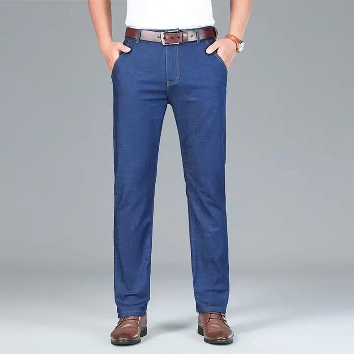 Jean en soie glacée pour hommes été nouveau Lyocell mince affaires pantalon en Denim décontracté classique tout Match