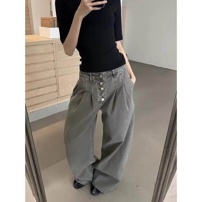 Jean Y2K marron oversize pour femme YIBASHU