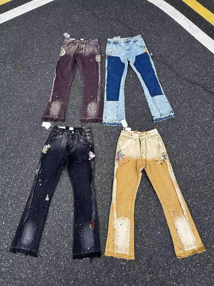 Jean évasé délavé et salissé style rétro GPT de qualité supérieure 2025 pour homme – Pantalon en denim décontracté