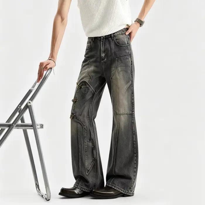 PFNW Jean en denim délavé tendance pour homme