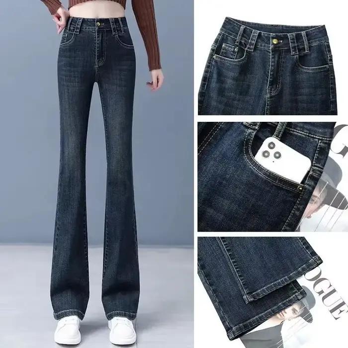 Coréen femme mode jean Pantalons automne hiver femmes grande taille 4xl Cowboy pantalon dames