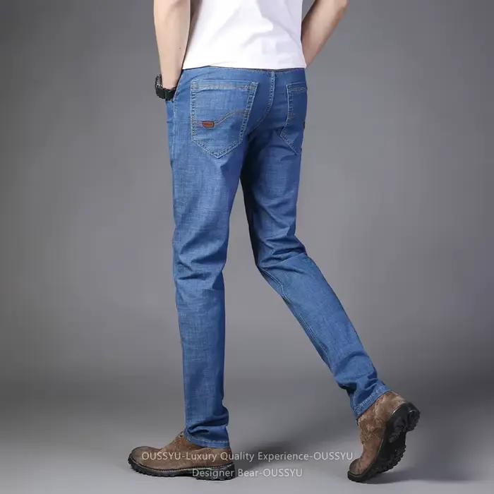 Nouveau Jean Homme Été 2026 Fin Respirant Coton Business Slim Décontracté Denim Pantalon de Travail Coréen Grande Taille Occasionnel Pour Hommes Junior Style Élégant et Décontracté