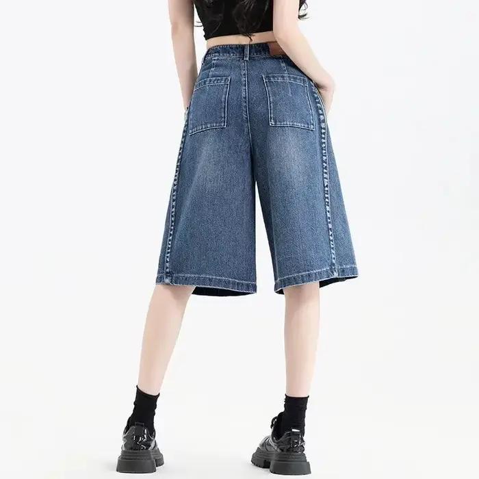 Jean court femme 2026 Nouvelle collection été coupe ample et fine taille haute en denim