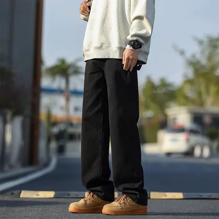 2025 printemps/été nouveaux hommes bleu clair coupe ajustée jean à la mode décontracté Vintage jambe droite Cowboy