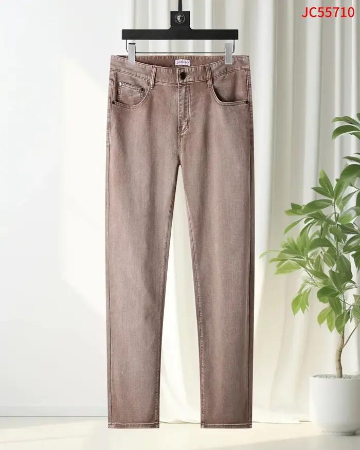 BLLIYOSS jean mince coton hommes 2025 printemps été nouvelle entreprise broderie droite extérieur pantalon vieil argent de haute qualité