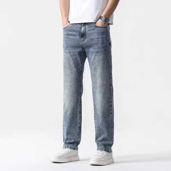2025 nouveau été mince hommes jambe droite pantalon denim