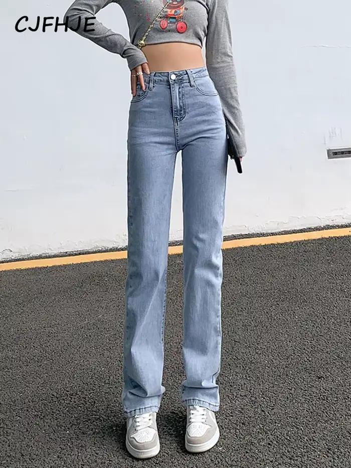 Jean droit taille haute pour femme