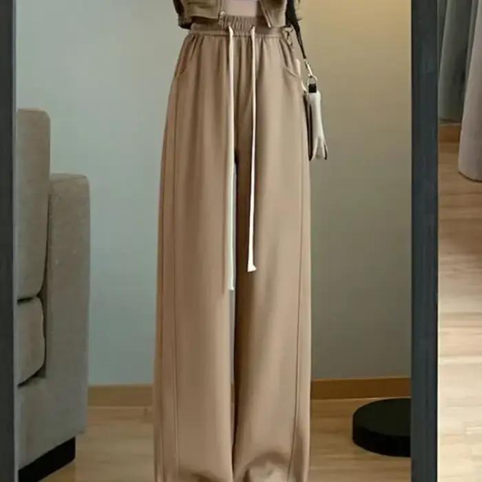 FjBaggy-Pantalon taille haute pour femme