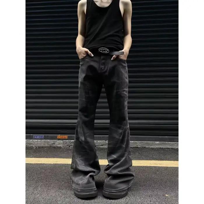 Jeans décontractés style streetwear américain coupe droite ample pour homme printemps automne usage urbain casual