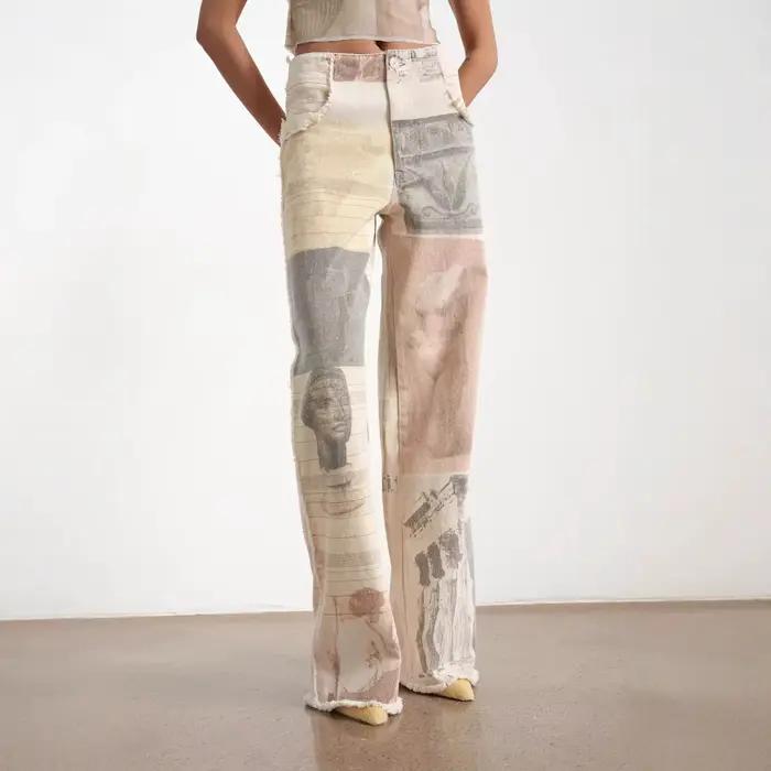 Jean ample blanc cassé pour femme