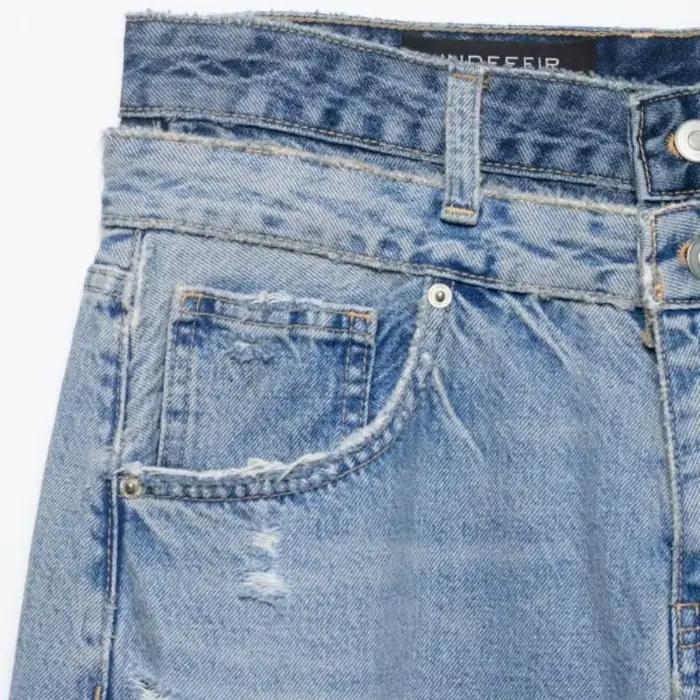 Nouvelle Collection 2026 – Jean Femme Double Ceinture Effet Vieilli Y2K Grunge Délavé Coupe Large Streetwear Printemps