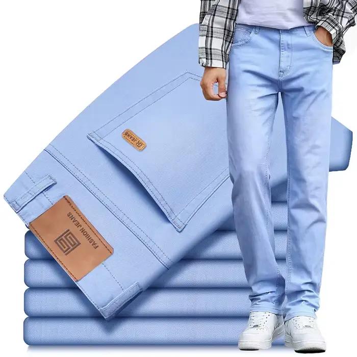 2025 été nouveaux hommes bleu ciel mince Stretch jean Lyocell