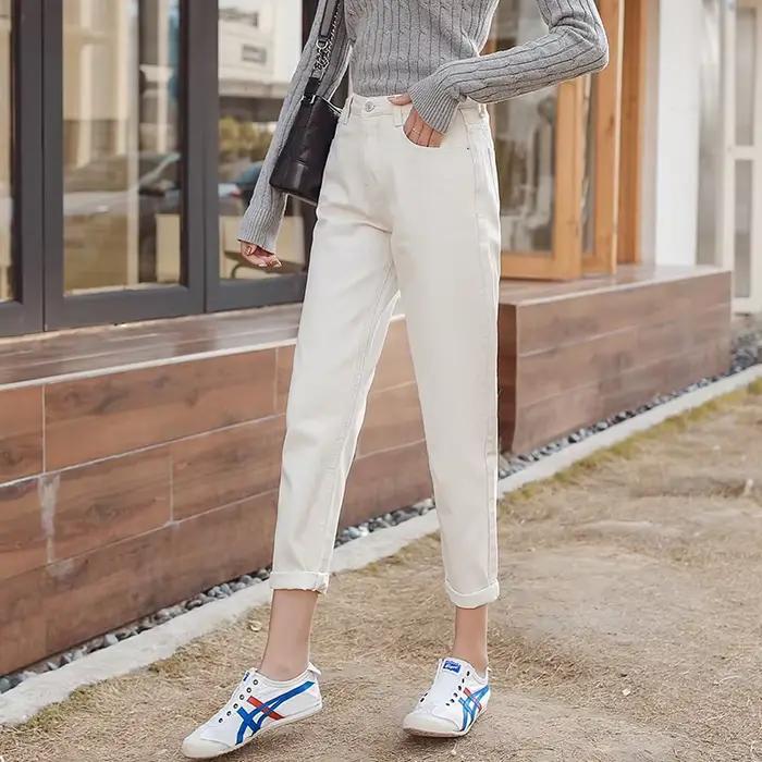 Jeans Blancs Vintage GUUZYUVIZ Femme Coupe Slim Pour Toutes Les Occasions