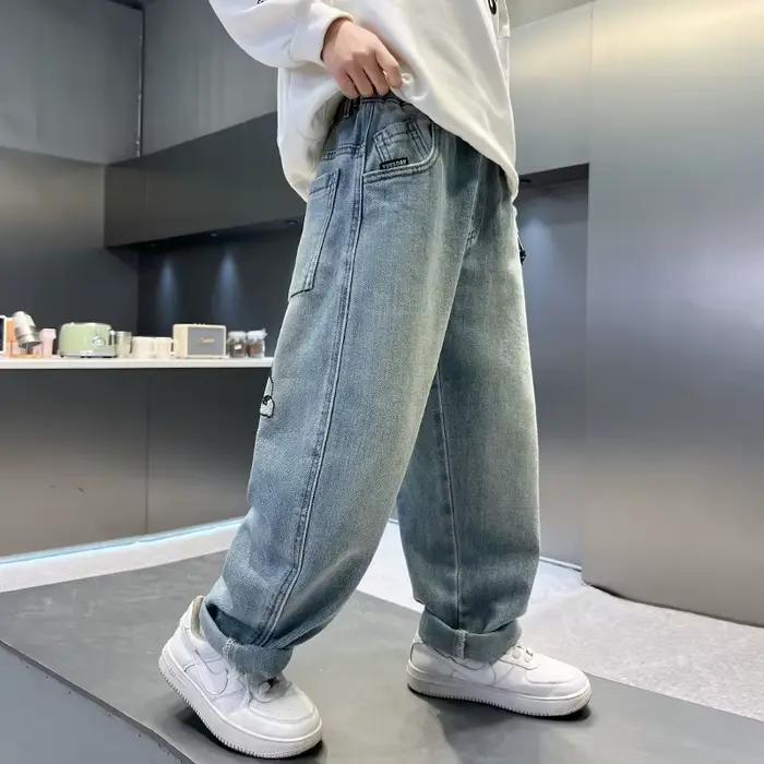 Nouveau Design enfants Baggy jean pour adolescents garçons décontracté Style ample dessin animé Denim pantalon élégant