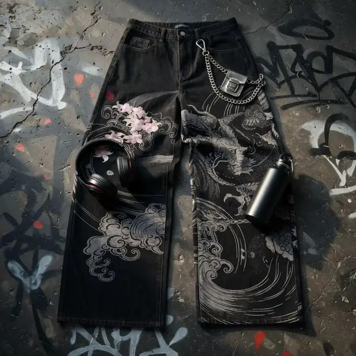 Jeans baggy vintage punk streetwear pour hommes