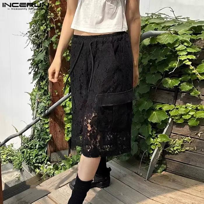 Shorts décontractés en coton et polyamide avec dentelle pour hommes, idéaux pour les journées d'été et les sorties quotidiennes