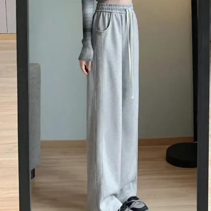 FjBaggy-Pantalon taille haute pour femme