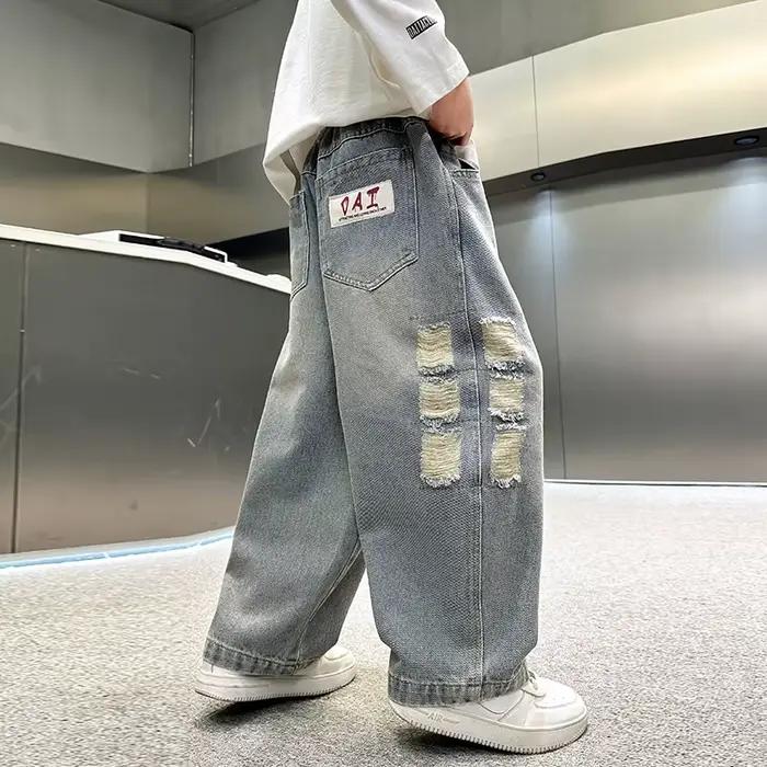 Nouveau élégant enfants garçon Vintage lavage bleu jean