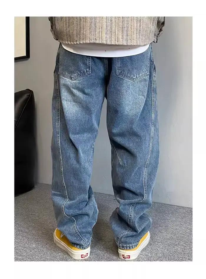 Nouveau jean décontracté délavé grande taille pour homme