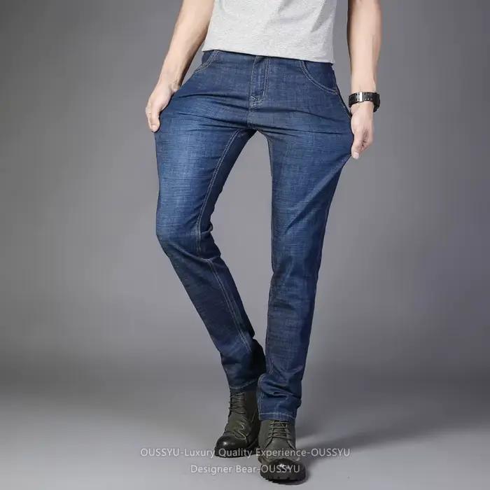 Nouveau Jean Homme Été 2026 Fin Respirant Coton Business Slim Décontracté Denim Pantalon de Travail Coréen Grande Taille Occasionnel Pour Hommes Junior Style Élégant et Décontracté