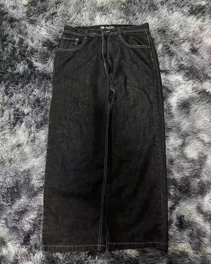 2025 jean américain lettre pour hommes brodé jambe droite pantalon à jambes larges hip-hop rétro clown décontracté couple jeans mode de rue